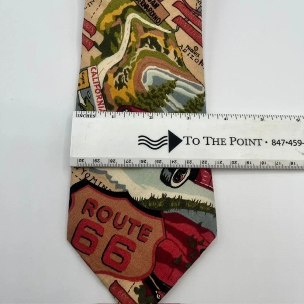 Beans McGee Mens Route 66 Map Print Cotton Necktie Vintage Americana USA Made